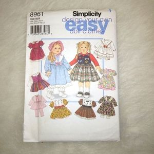 SIMPLICITY 8961 Design your own doll clothes for 18" Gotz AGD American Girl Doll
